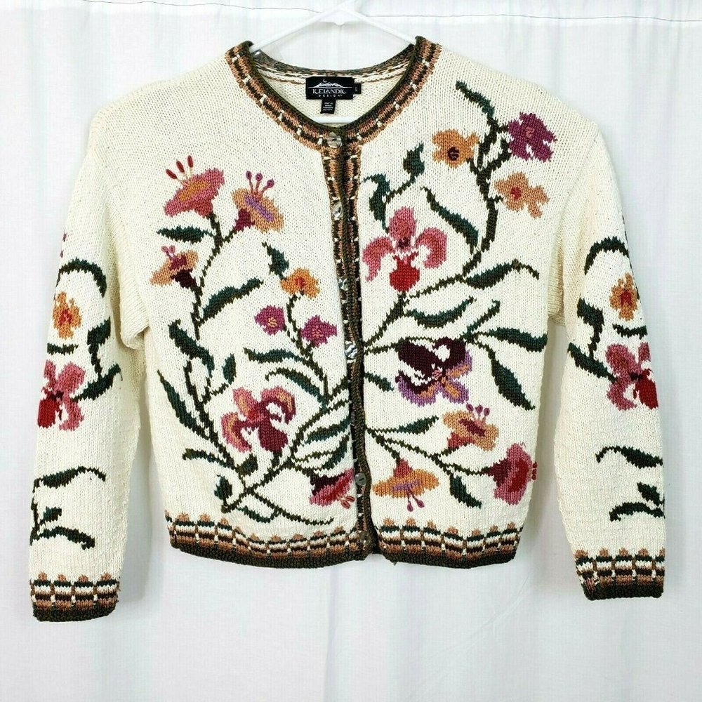 Icelandic Designs Floral Cardigan - Picture 1 of 6